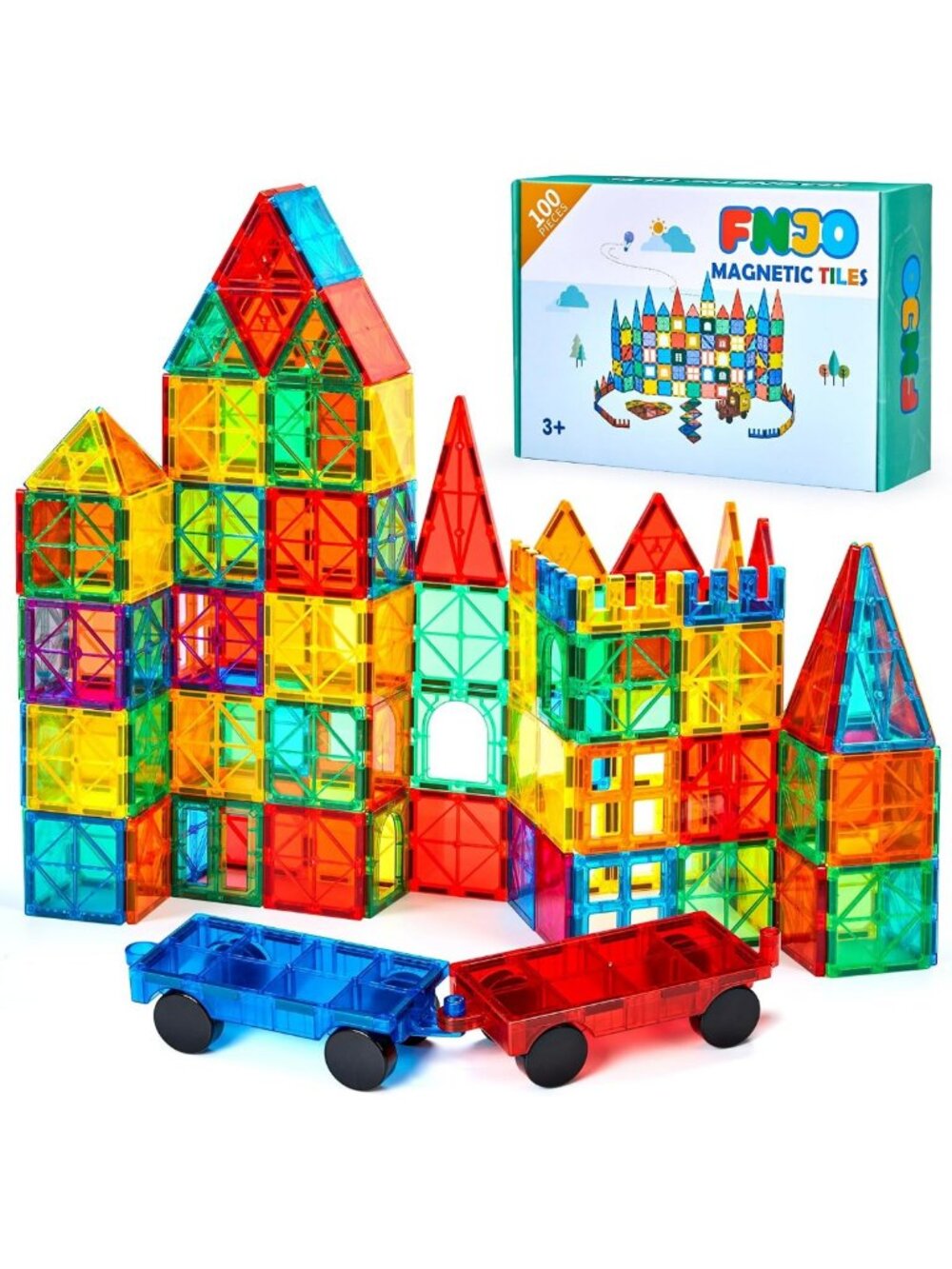 Magnetic Building Tiles Set, 100PCS STEM Construction Blocks, Preschool